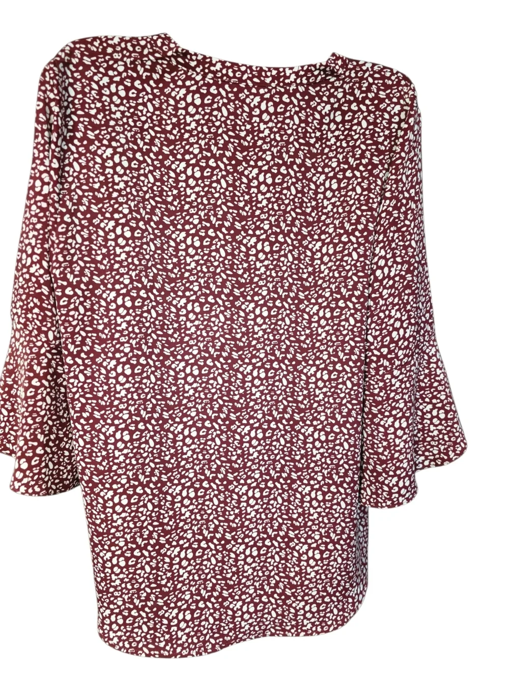 Maroon & White Top Split Bell Sleeves Large - Picture 3 of 8